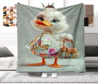 Cartoon Duck Flannel Print Blanket