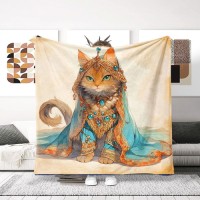 Personality Cool Cat Print Flannel Blanket