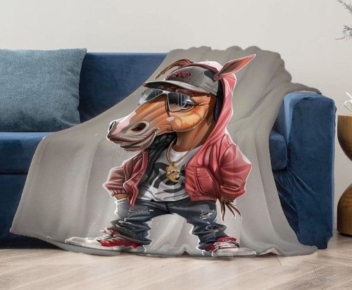 Pony Cartoon Flannel Printed Blanket