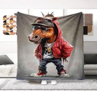 Pony Cartoon Flannel Printed Blanket