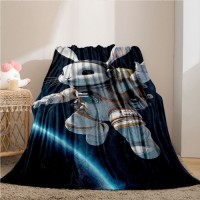 Cartoon Space Rabbit Flannel Digital Printing Blanket